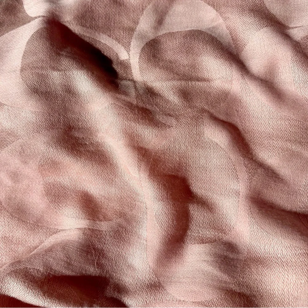 Coach Logo Jacquard Soft Pink Wrap Scarf Stole, Wool - Viscose, 68”x50” - Picture 4 of 9